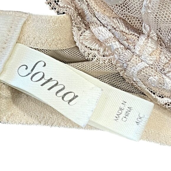 Soma Womens Balconet Bra Lace Embroidered Beige Underwire Size 36C - Picture 5 of 5